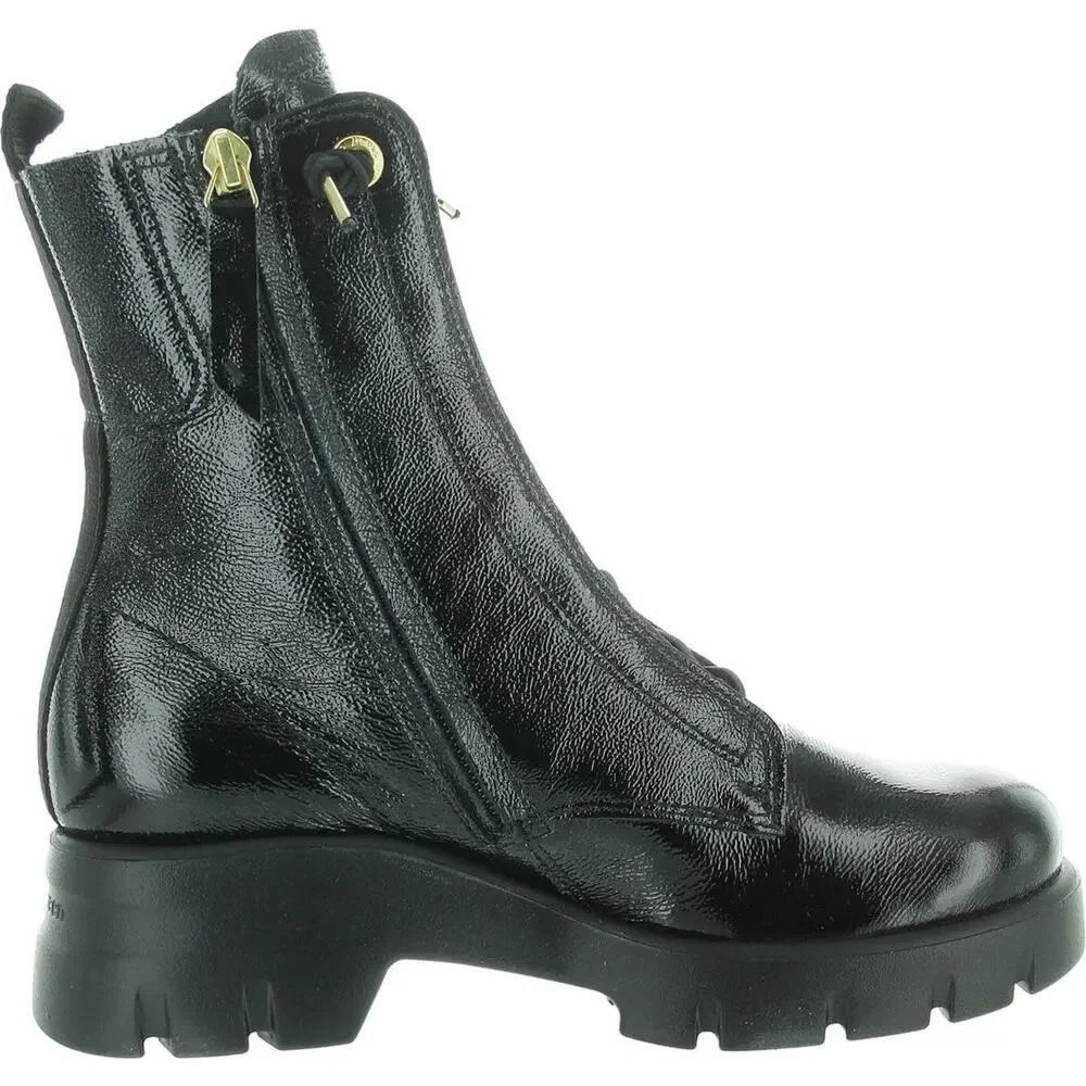 PAUL GREEN WOMENS WICKED BOOT BLACK CRINKLED PATENT 10 MEDIUM
